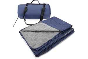 I LITTON Blue Outdoor Blanket, Waterproof & Windproof Outdoor Blanket Car Blanket with Carry Bag, 195x150 CM Blue Blanket for Stadium Picnic Blanket Sport Beach Camping Blanket Warm Travel Blanket
