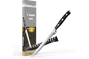 nuovva Kitchen Boning Knife – Professional Filleting Knives – 6 inch German High Carbon Stainless Steel – Meat and Fish Slicing Knife
