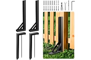 Orifesio Fence Post Repair Kit, Metal Fence Repair Spike, Heavy Duty Fixed Anchor, Steel Fence Post Support, Garden Ground Stakes for Repairing Tilted Broken Wooden Fence Posts, 2 Pack