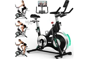DMASUN 【2026 Newest】Bicicleta Estatica con resistencia magnética ajustable, Bici Estatica Profesional Ultra Silenciosa y Estable, Asiento Cómodo, Soporte de cumbre, Monitor LCD, Volante 18 KG, MAX 180KG