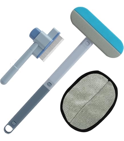 2 stuks kattenhaarverwijderaar, 3-in-1 multifunctionele dierenhaarverwijderaar, herbruikbare huisdierhaarverwijderaar, lange handgreep, pluisborstel, dierenharen, tapijtborstel voor kleding, meubels