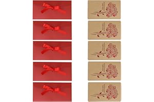 EOAMGO 5Pcs Red Gift Envelopes with Ribbons, Money Gift Envelopes with Card for New Year Cash Gifts, Valentine's Day, Wedding, Party