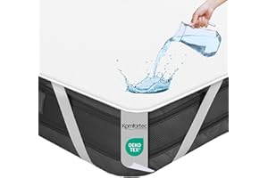 Komfortec 140x200 cm Protège Matelas, Alèse Imperméable, Silencieux et Respirant, Anti-Acarien, Hypo-Allergénique, Blanc