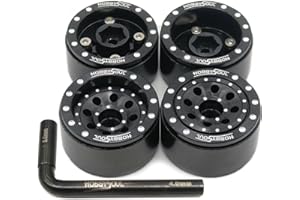 hobbysoul Offset regolabile 1,0 ruote Beadlock nere, pesanti 1/24 RC Beadlock, peso ruota 21 g/cerchione per 1/18 TRX4M Axial SCX24 90081 e altri 1/24 RC Crawler Car Truck, (4 pezzi)