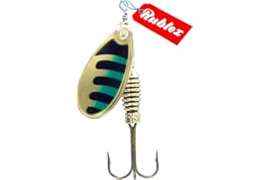 Rublex - Pack de 5 Cucharillas de Pesca Celta-3 ONV | Cebo Artificial de Pesca con Sistema Quita-Vueltas y Anzuelo Fácilmente Intercambiable, Color Oro Negro Verde, 5gr
