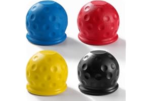 VooGenzek 4 Pezzi Tappo Gancio Traino, 50 mm Tappo di Protezione Gancio Traino in Gomma, Copertura Universale per Gancio di Traino a Sfera, per Caravan RV Trattore Rimorchio, Nero, Rosso, Giallo, Blu