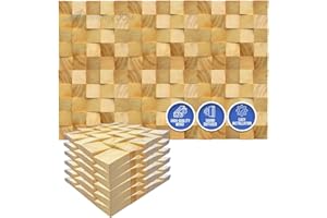 Arrowzoom 6 Geometric Style High-Grade Finland Wooden Wall Art Panel Room DIY Acoustic Sound Diffuser STC 27 Home Studio Wood Soundproofing Noise Reduction Wood Decor 30x30cm AZ1234