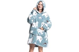 EYITUPC Extra lange tragbare Decke Hoodie Erwachsene, übergroße Hoodie Decke Sweatshirt für Frauen Männer