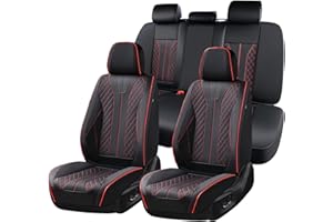 ‎FLORICH FLORICH Autositzbezüge Universal Sitzbezüge 5er Set für die Vordersitze und Rücksitze Autositzbezüge PU Leder Wasserdichtes passend für die meisten Pkw, SUV und LKW (Komplettset, Schwarz&Rot Linie)