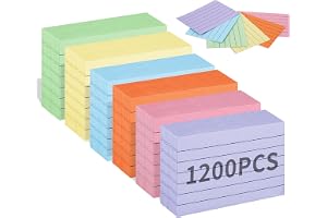 1 200 st indexkort A8-linjerade, A8-linjerade inlärningskort, 150 g/m² förtjockat papper, studiekort, färgglada, flashkort fö