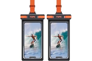 TOPK Wodoodporne etui na telefon, wodoodporność IPX8, kompatybilne z iPhone’em 14, 13, 12, 11, Pro, Max, Xs, Plus, Samsung Galaxy S22, kolor czarny, 2-pak
