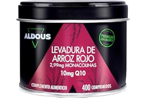 ALDOUS BIO Red Yeast Rice with Coenzyme Q10-400 Tablets - 2.99 mg of Pure Monacolin - Normal Heart Function - Controls Cholesterol - Citrinin Free - Over 1 Year - Red Yeast Rice