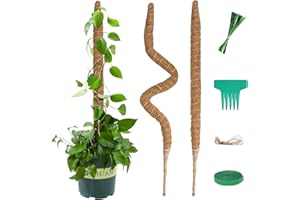 Vicloon Moss Pole, 2pcs Bendable Plant Pole, Coir Moss Stick Plant Totem Moss Sticks for Indoor Plants Climbing, Creepers, with Twist Ties Plant Ties Labels Jute Rope, Moldproof Sticks Support