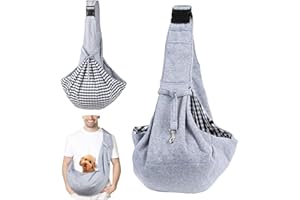 FainFun Sac de Transport pour Chien/Chat, Réglable Sac Bandoulière pour Animal de Compagnie, Mains Libres, Portable, Jusqu'à 7 kg, Sac Transport Chien pour Marche/Activités de Plein Air (Gris)