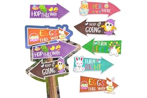FINGOOO 18 Pieces Easter Egg Hunt Arrows Bunny Track Garden Sign guidepost Easter Party Game Supply Easter Decoration