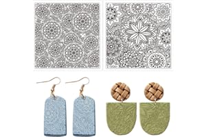 CRASPIRE 2PCS Polymer Clay Texture Sheets Silicone Texture Stamp Vintage Flower Silicone Polymer Stamp Sheet Modeling Pattern Pad for Pottery Earrings Jewelry Making DIY Crafts