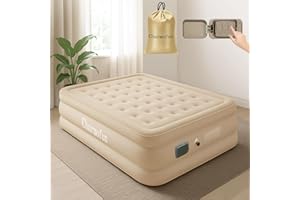 Charmofun Matelas Gonflable 2 Personnes, Lit Gonflable Portable et Étanche, Matelas Pneumatique avec Pompe Intégrée, Matelas Camping pour La Maison, Le Camping et Les Invités 200 ×154 × 43cm (Double)