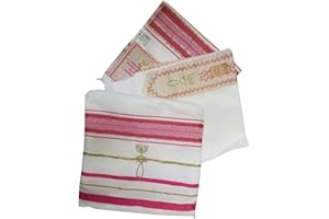 BETHLEHEM GIFTS TM Auténtico judaísmo judío cristiano Talit Chal de Oración de Israel por Belén Gifts TM Regular rosa