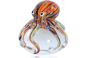 EUSTUMA Ornement de Figurine de Pieuvre en Verre, Collection d’Animaux Marins pour Cadeau d’Anniversaire, Presse-Papier de Bureau en Verre pour Bureau