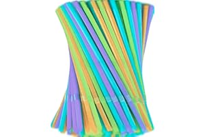 ZHUOAI Strohhalme,Party-Trinkhalme,100 Stück,für Party,Geburtstag,Hochzeit 100Stück Wiederverwendbare Strohhalme,Plastik Strohhalme,Trinkhalme Plastik Trinkhalme für Smoothies,Saft,Cocktail(100)