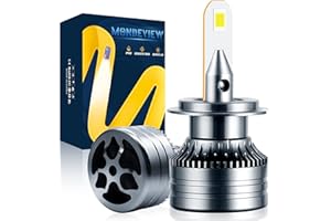 MONDEVIEW Coppia Lampadine H7 LED 6000K 60W 16000LM Lampade Faro Fendinebbia Per Moto Auto Ventilato Luminosità Estremamente Elevata 360° IP68 Impermeabile Sostituisci H7 Lampada Alogena Bi-xeno