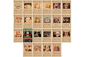CBOSNF One Piece Wanted Poster 22 Stück Anime Poster One Piece Heimdekoration,Luffy Poster Ace Vintage Poster Mural Decor Anime-Kunstdruck Poster für Schlafzimmer Dekoration Anime Wall Decor Posters