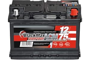 BlackMax AGM Autobatterie 12V 75Ah PKW Start-Stop Batterie ersetzt 70Ah 68Ah