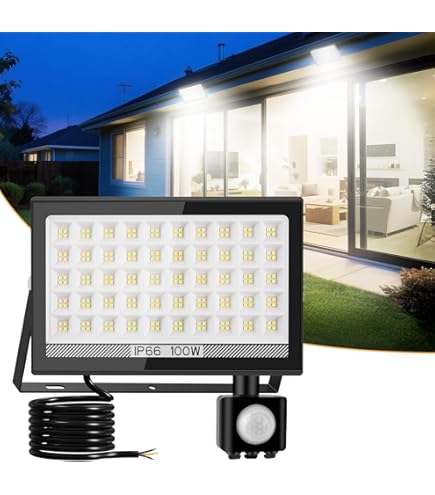 Ankishi Security Light 100W, 2 Pack LED Floodlight 10000lm, IP66 Flood Lights Outdoor With [Wove Glass], 5000K Daylight White Outside Light With - View #8