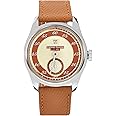 TeamMerkur Pierre Paulin Jump Hour Men Watch Salmon Dial Automatic ST17 Mechanical Watch Vintage Date Window 38mm Coffee