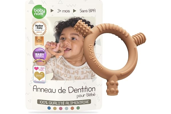 Baby Nom ® Anneau de Dentition pour Bébé - Anneau de Dentition pour Bébé en Silicone 100% Alimentaire Sans BPA, Jouet Dentition Bébé pour Soulager Les Gencives Bebe, Soulagement Dent Bébé