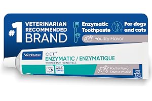 Virbac C.E.T. Enzymatisk tandkräm, eliminerar dålig andedräkt genom att ta bort plack och tandsten uppbyggnad, bästa husdjurs tandkräm, fjäderfäsmak, 70 ml rör