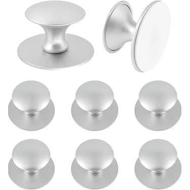 EGJHNSKZ 4-Pack 35mm Round White Cabinet Knobs – Botanical Herbs Pattern, Crystal Glass Top, With Screws For Drawers & Dressers