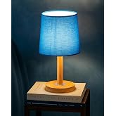 Homesake® Pinewood Table Lamps for Nightstand, Fabric Linen Lampshade Desk Lamp, Morden Minimalist Bedside Lamps, Bedroom Nig