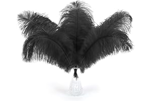 BNDITEU 10 Pcs 10-12 inch (25-30cm) Ostrich Feathers, Natural Black Feathers for Home Wedding Table Decoration
