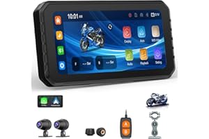 Spedal CL873 6,25" Écran CarPlay & Android Auto pour Moto, Double Caméras 1080P, TPMS 2/3 Voies, Étanchéité Intégrale, Navigation GPS pour Motocyclette