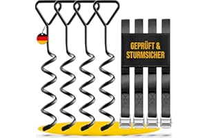 ‎SCHMITZ.TOOLS SCHMITZ.Tools Bodenanker Trampolin Erdanker zum Eindrehen - Extra sichere Premium Ausführung - Sturmanker Befestigung Boden - Verstellbarer XXL-Gurt - 2,50m - Rostfrei