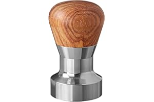 SCARLET BIJOUX Scarlet Espresso | Tamper « Passion » pour barista ; avec manche ergonomique en PVC ou en bois précieux au choix et base en acier inoxydable de précision (41 mm)