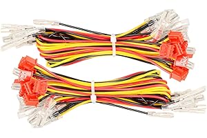 EG STARTS 20 cables de 3 pines compatibles con Arcade chapado en oro y cromado con botones pulsadores iluminados (cable pequeño de 2,8 mm)