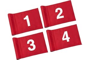 KINGTOP Upgraded Double-Side Numbered Golf Flag with Tube Inserted, All 8" L x 6", Mini Putting Green Flags for Yard, 420D Nylon Mini Pin Flags