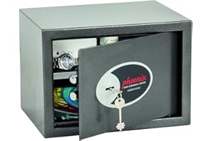 Phoenix Safe Company – SS0802K Vela Home & Office Security Safe | Key Locking | Twin Locking Bolts | Metallic Graphite Finish | 17 Litre Capacity | 6kg