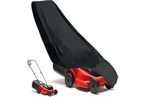 OUTTDID Push Lawn Mower Cover 600D Oxford Waterproof Outdoor Fabric Walk Behind Lawnmower Cover, Outside Lawnmower Covers with Cord -- Black