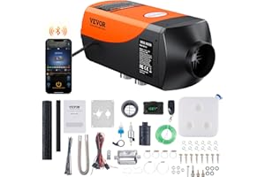 VEVOR Chauffage Diesel 12 V 2 kW Consommation 0,12-0,26 L/h Réchauffeur d'Air Diesel 8-36 ℃ Réglable 10-15 m² Contrôle Intelligente avec LCD Bluetooth Télécommande Réservoir 10 L pour Camion Bateau RV