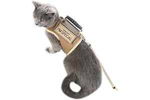 YIZHI MIAOW Tactical Cat Harness and Leash for Walking Escape Proof, Adjustable Cat Walking Jackets, Padded Stylish Cat Vest Khaki Large