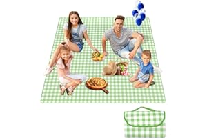 ELECTRI-HQ 300 cm x 200 cm, wasserdichte Picknickdecke, Campingmatte, tragbare Strandmatte, faltbar, Picknickdecke mit Griffen für Camping, Reisen, Parks, Strand, Rasen (grün)