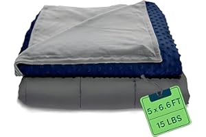 LOFERMA Gewichtete Decke für Erwachsene – 15 LB Queen Size, Kühl- und Heizfunktion, 100% Baumwolle, große Decke mit Glasperlen, maschinenwaschbar, 60" x 80", Navy Blau