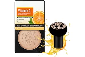 MRCUVARYAS Vitamin C Mushroom Head Air Cushion Foundation BB Cream, Mushroom Head Air Cushion BB Cream, BB cream foundation, Moisturizing Concealer, Easy to Use, Long lasting, No greasy (Natural)