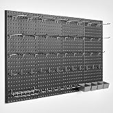 VEVOR 609.6 x 304.8 x 19mm 4 Panel Metal Perforated Panels Heavy Duty Wall Organizer with Accessories, for Living Room, Tool