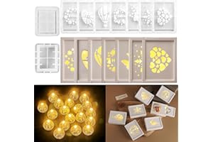 TZEKING Silikonformen Gießformen Geschenkbox,9 Stück Geschenkkarton Silikonform +20 Stück LED Ballons Lichter,Gipsformen zum Gießen,Geschenkbox Gips Zum Gießen DIY Geschenkbox mit Deckel