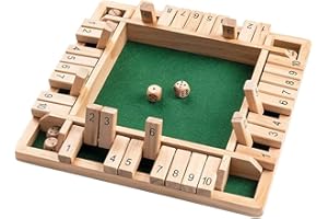 Scucs Jeu de plateau en bois, 4 joueurs Shut The Box - Jeu de dés mathématiques traditionnels - Pub Board - Voyage - 4 joueurs - Great Family - Vacances - Jeu divertissant