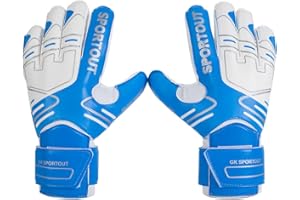 Sportout Gants de Gardien de But pour Jeunes et Adultes, Fournir Une Forte Protection au Doigt, Prévenir Les blessures, Noir